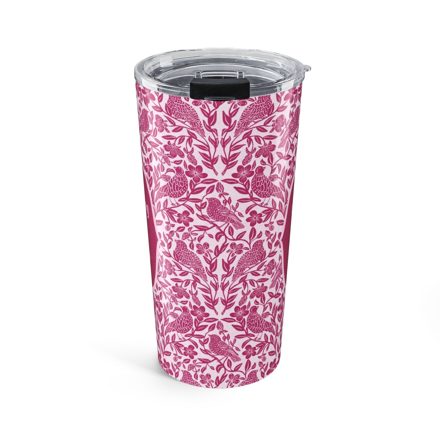 Bird Song & Blossoms 20oz Pink Floral Tumbler — Insulated Travel Cup