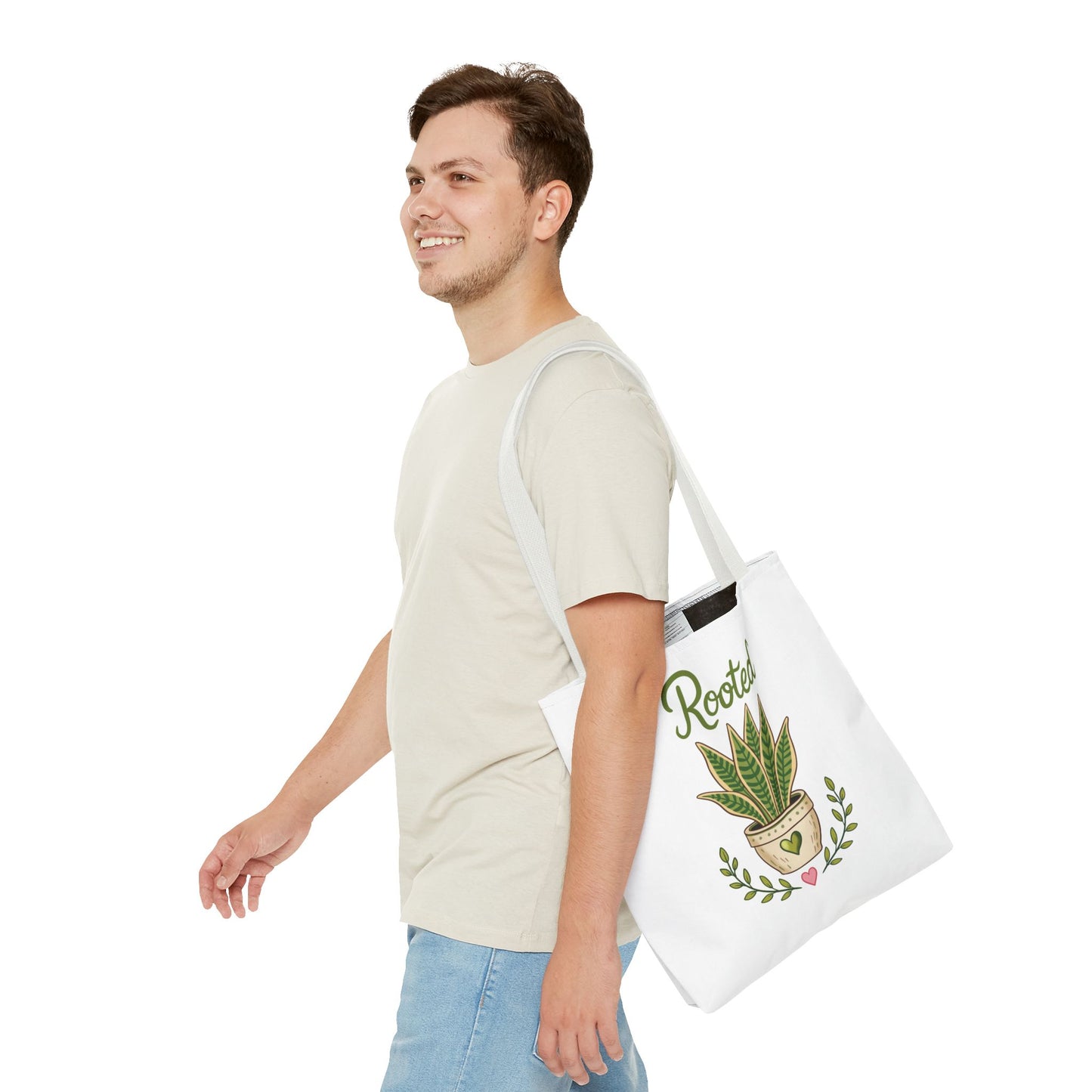 Rooted Plant Tote Bag – Cute Sansevieria Potted Plant Illustration