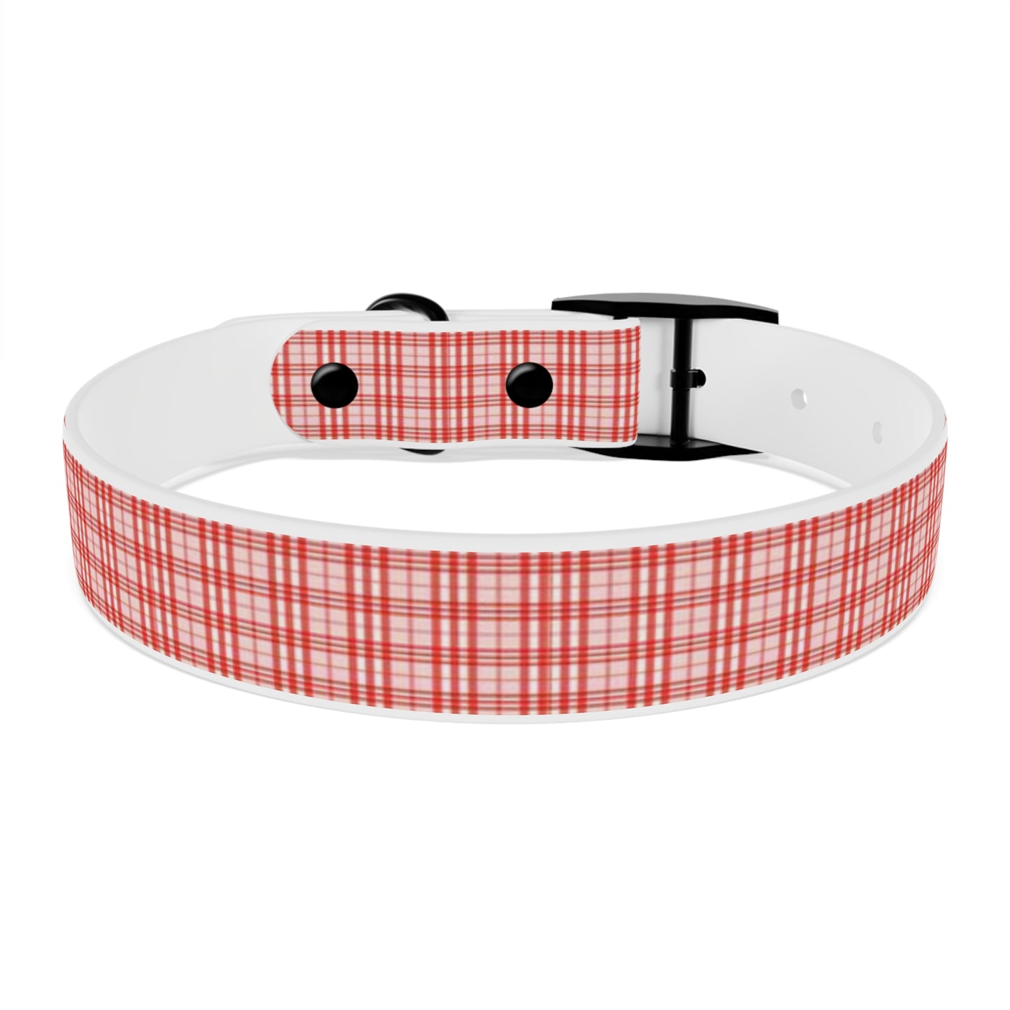 Red and White Plaid Dog Collar