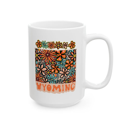 Retro 70s Flowers Wyoming Ceramic Mug 11 oz and 15 oz