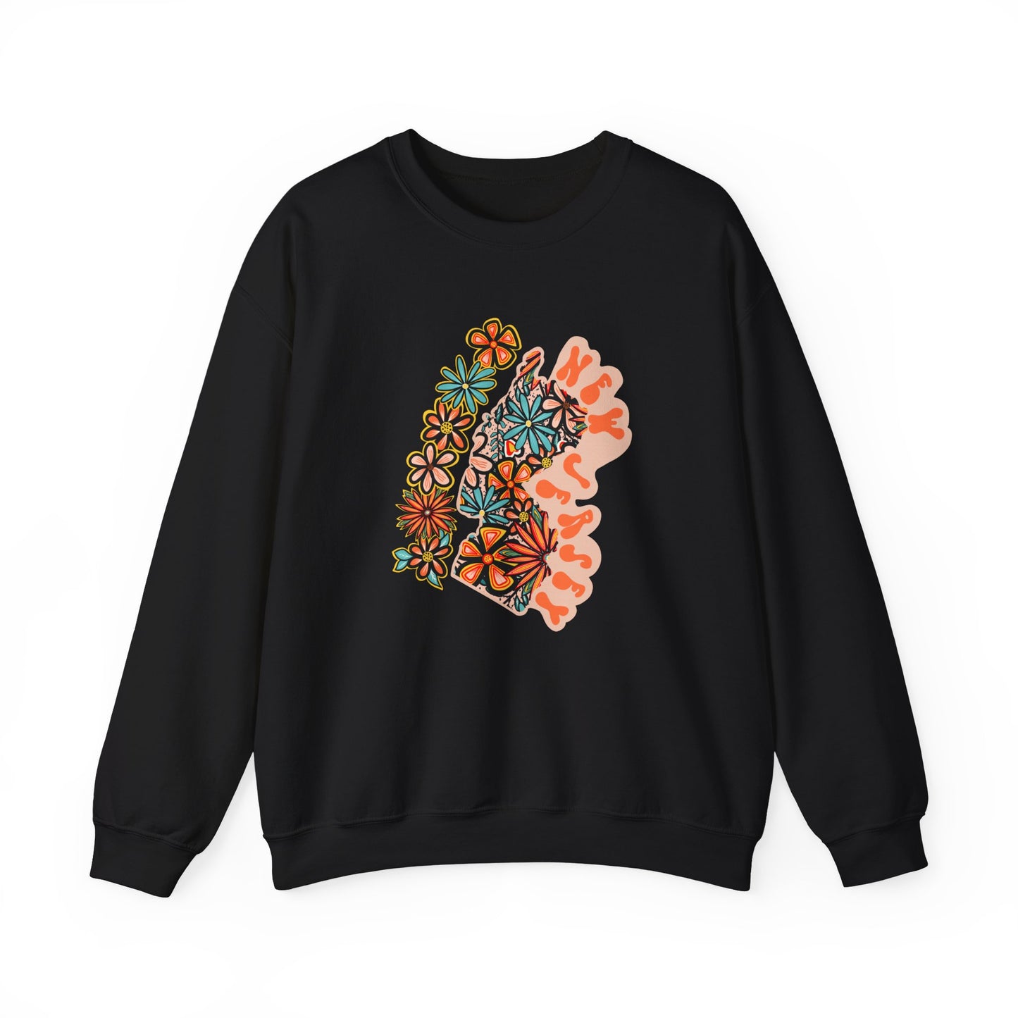 Retro 70s Flowers New Jersey State Design — Heavy Blend™ Crewneck Sweatshirt