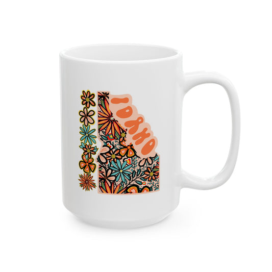 Retro 70s Flowers Idaho Ceramic Mug 11 oz and 15 oz