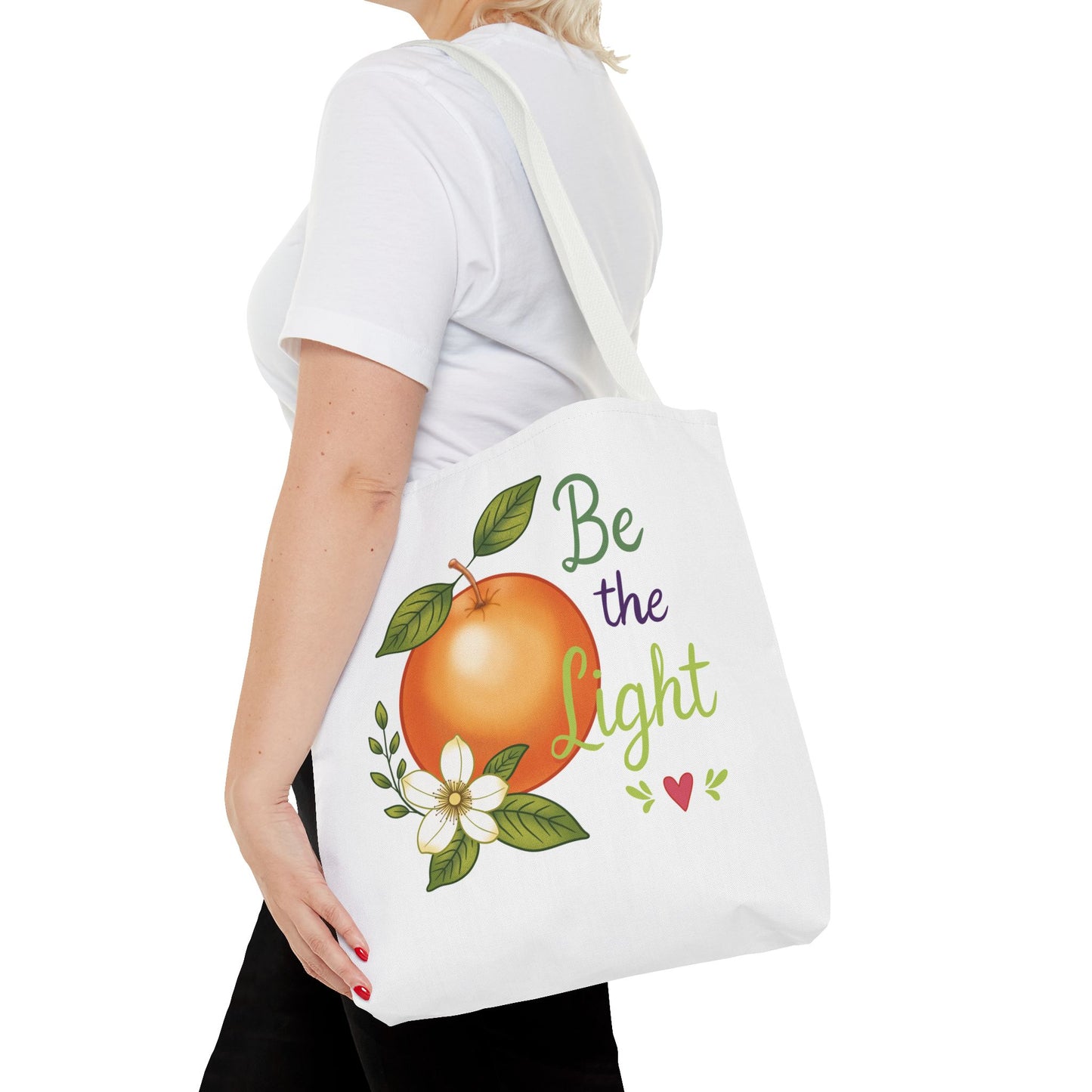 Be the Light Orange Floral Tote Bag