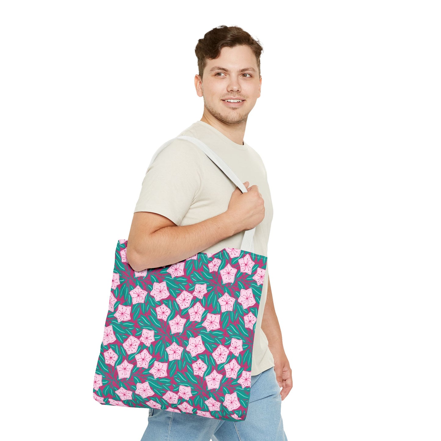 Pink Mountain Laurel Blossoms  All-Over Print Tote Bag