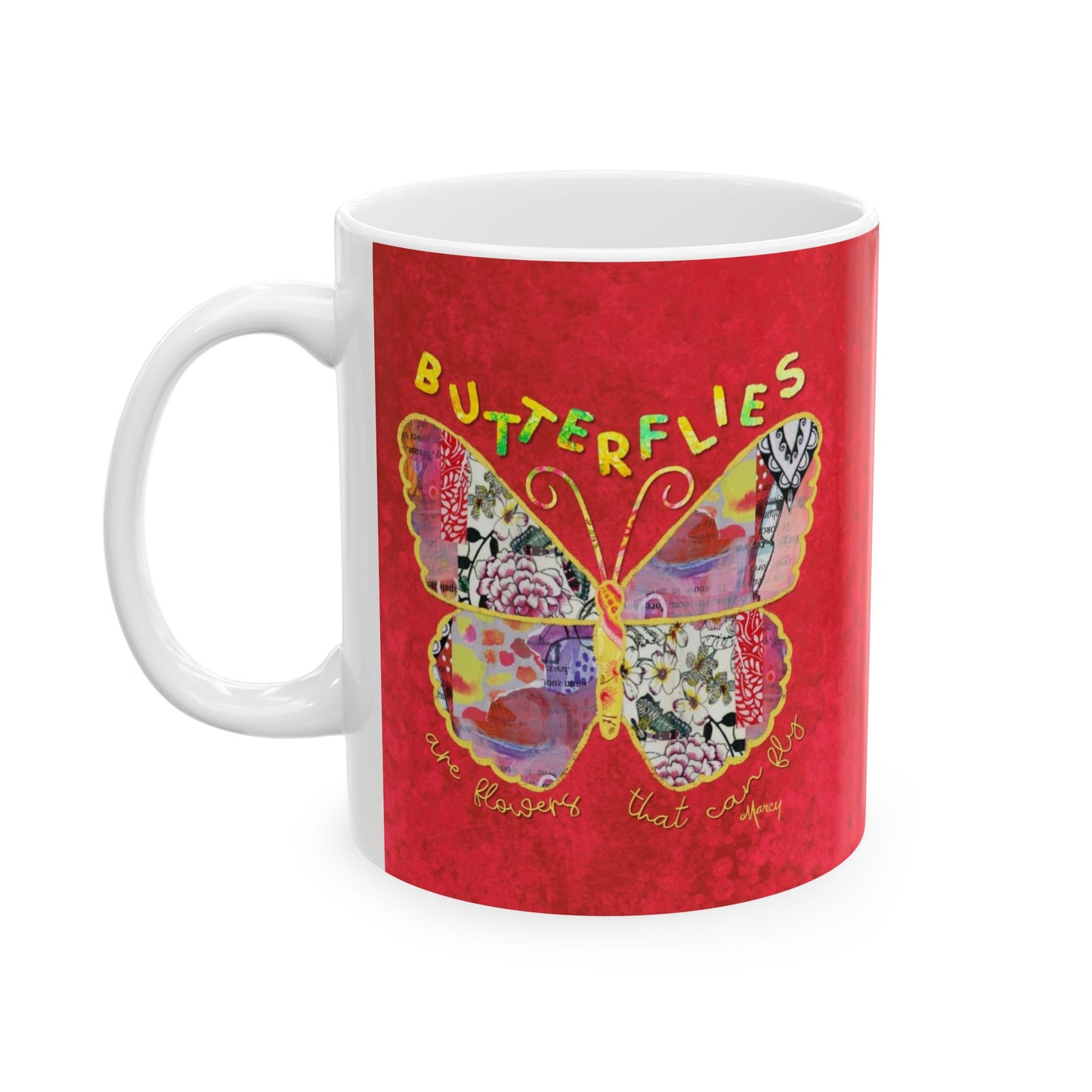 Boho Butterfly Collage Ceramic Mug 11oz & 15oz