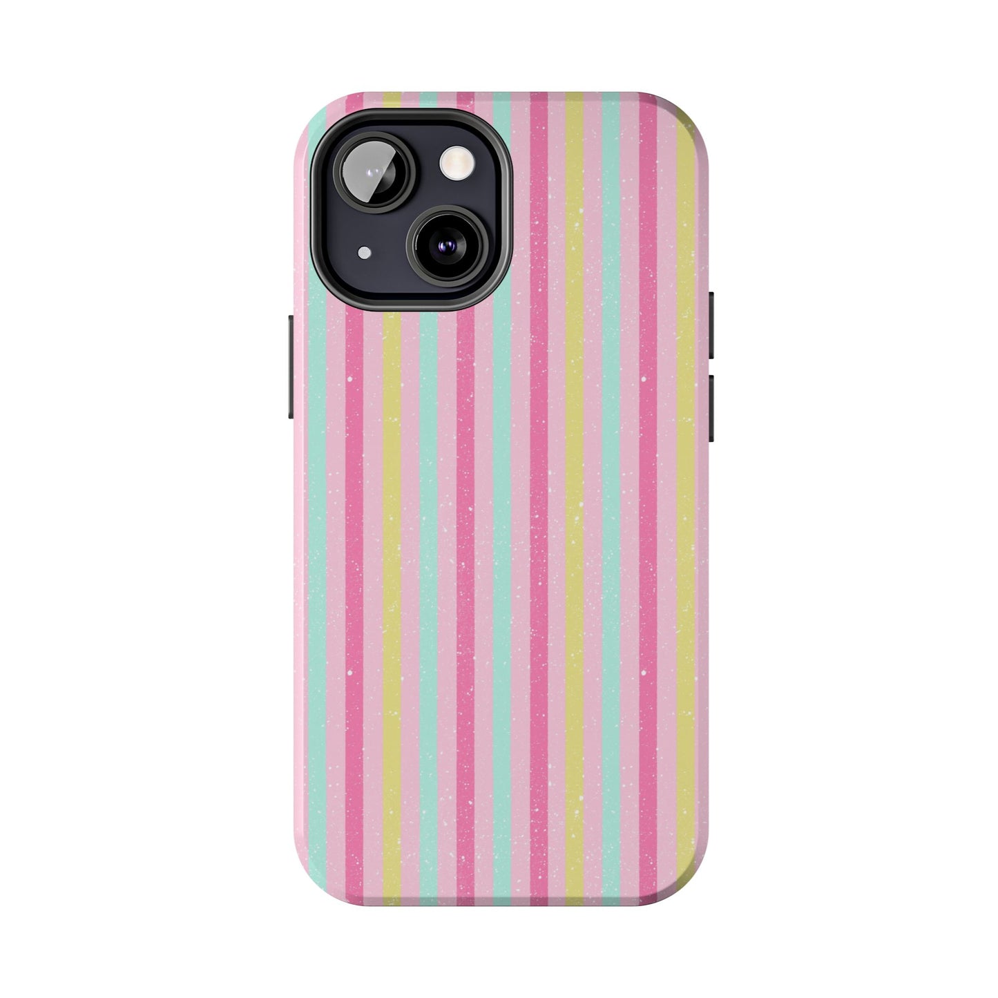 Pastel Christmas Stripes on Pink Tough Phone Cases