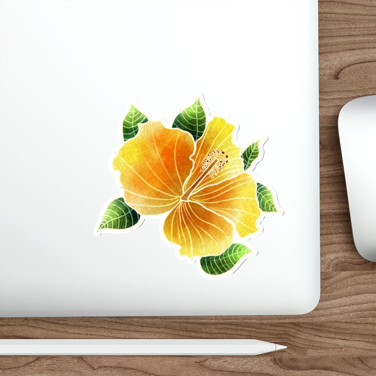 Yellow Hibiscus Die-Cut Stickers