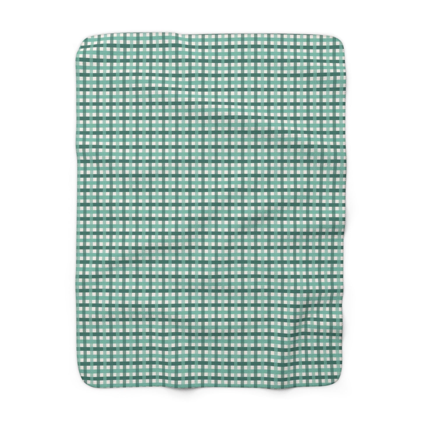 Sea Green Beach Checks Sherpa Fleece Blanket