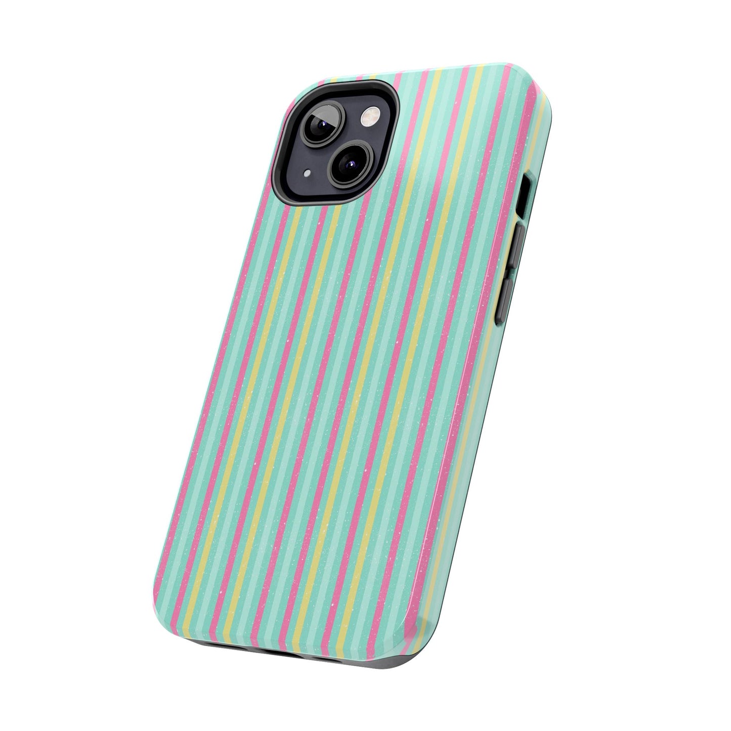 Pastel Christmas Stripes on Turquoise Tough Phone Cases