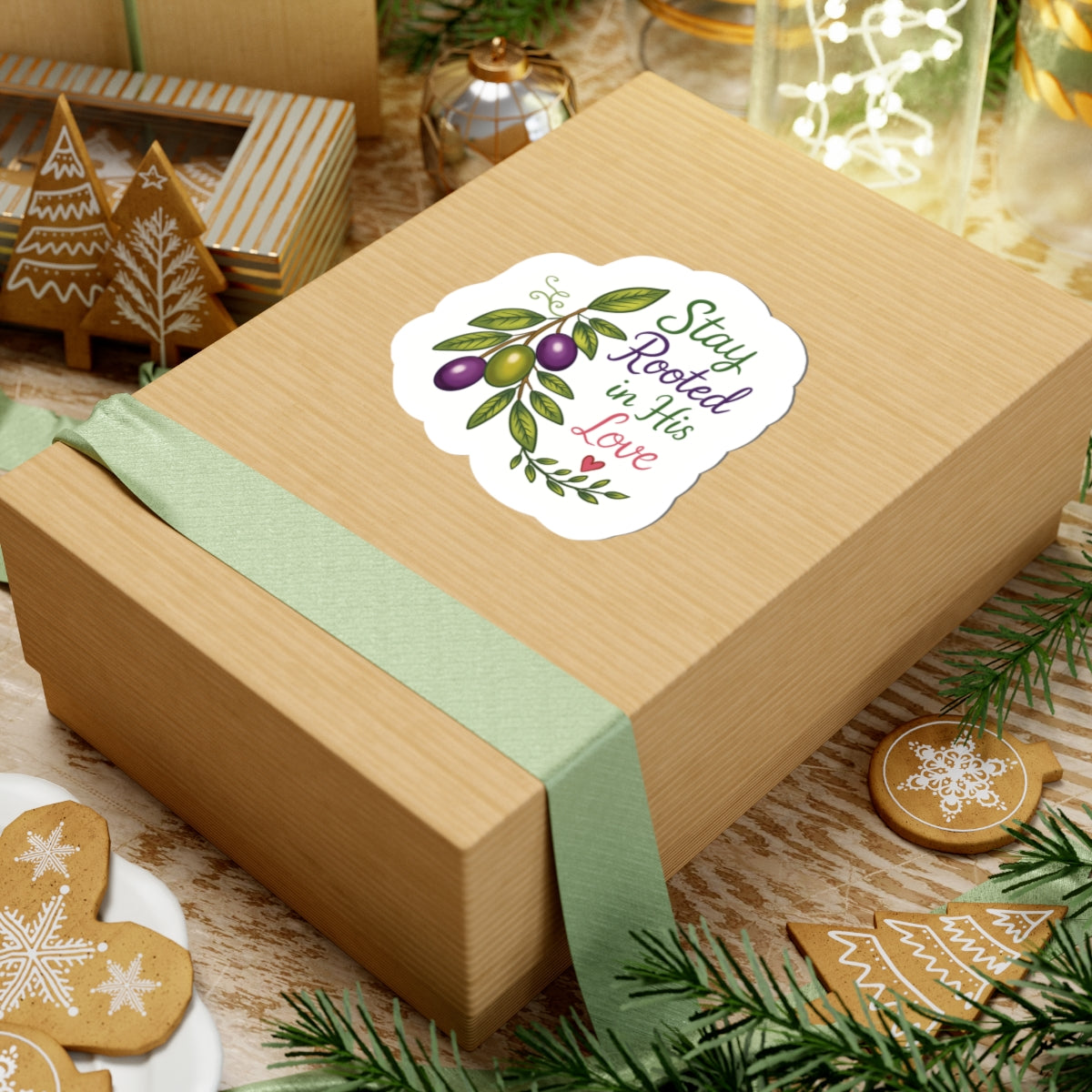 Stay Rooted in His Love Sticker — Faith-Based Olive Branch Kiss-Cut Sticker