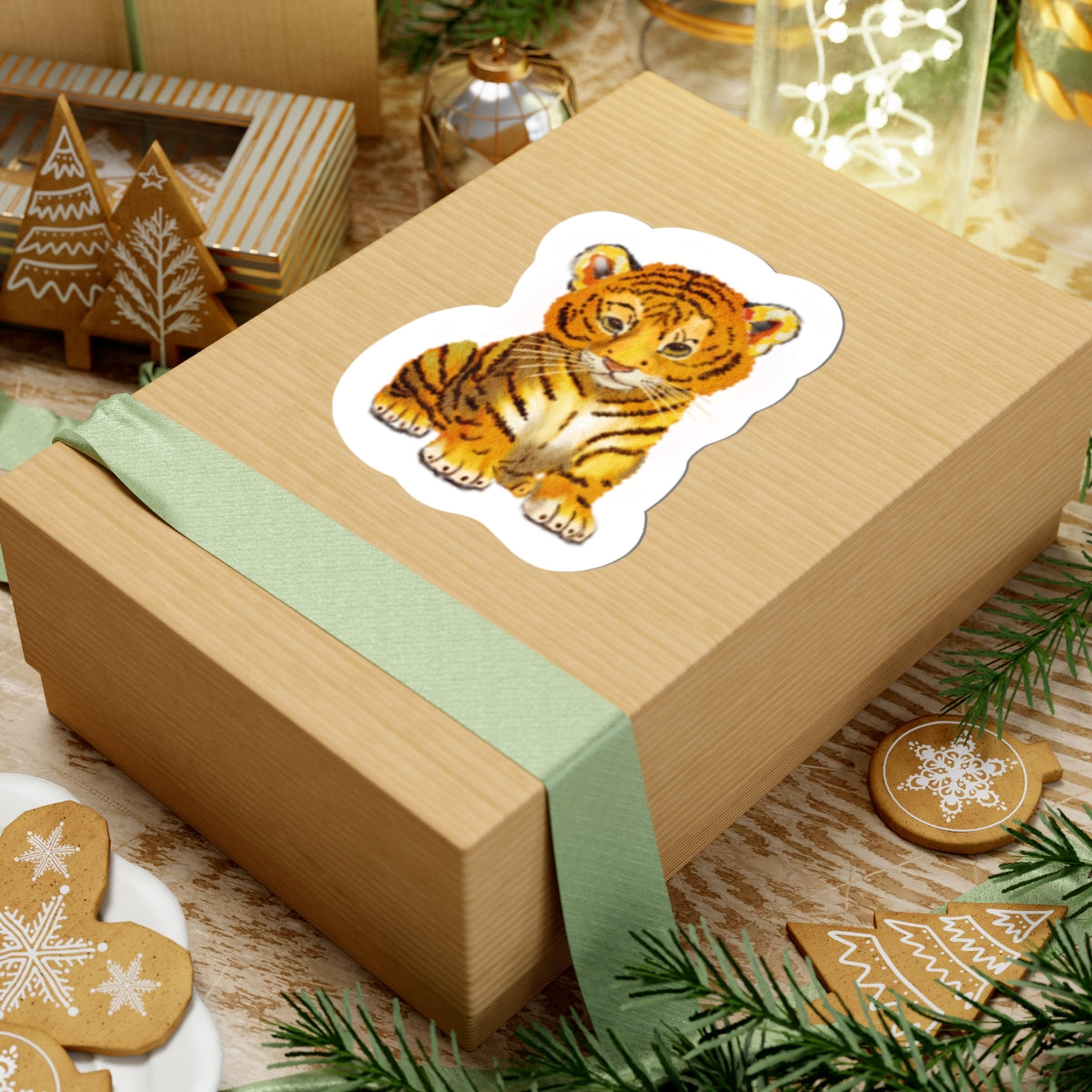 Tiger Cub Sticker — Cute Watercolor Baby Tiger Vinyl Decal for Laptops, Water Bottles & Journals