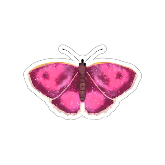 Pink Watercolor Moth Die Cut Sticker