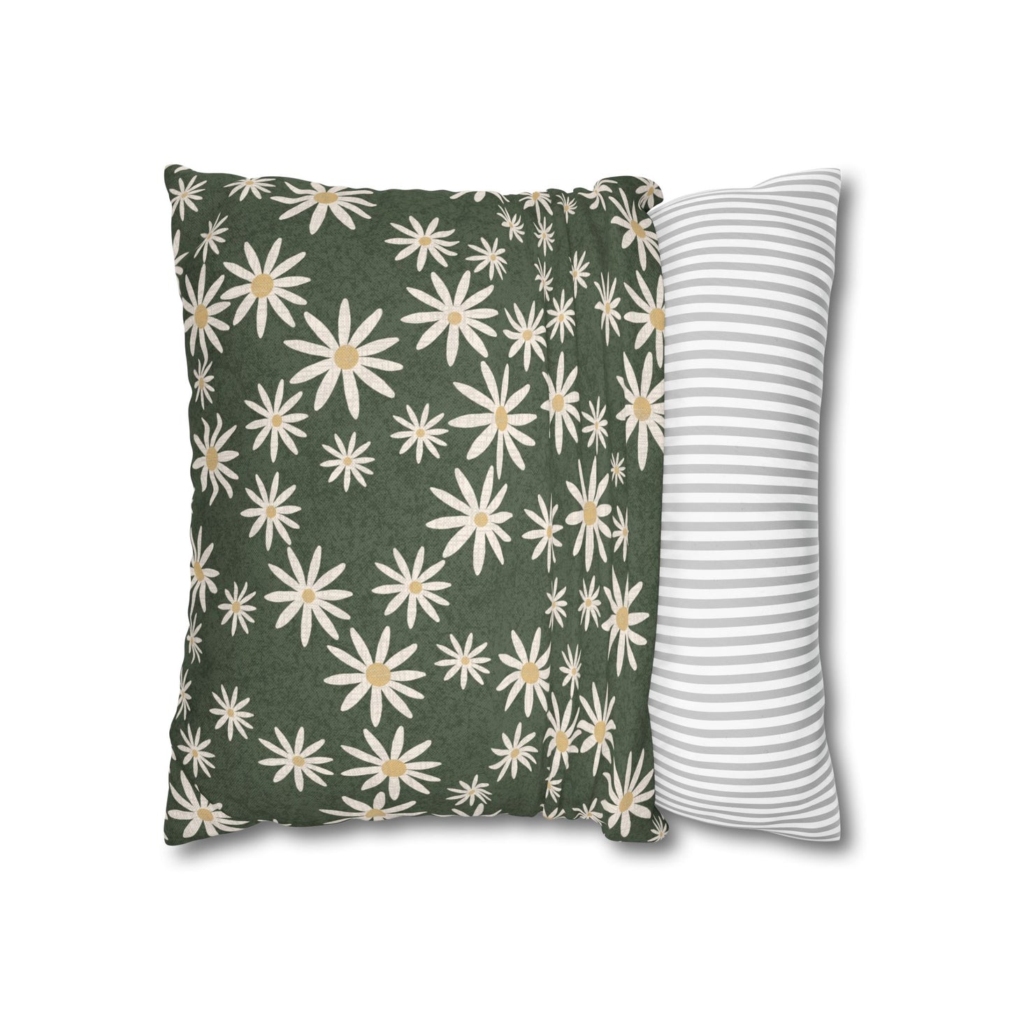 Chickweed on Sage Green Spun Polyester Square Pillowcase