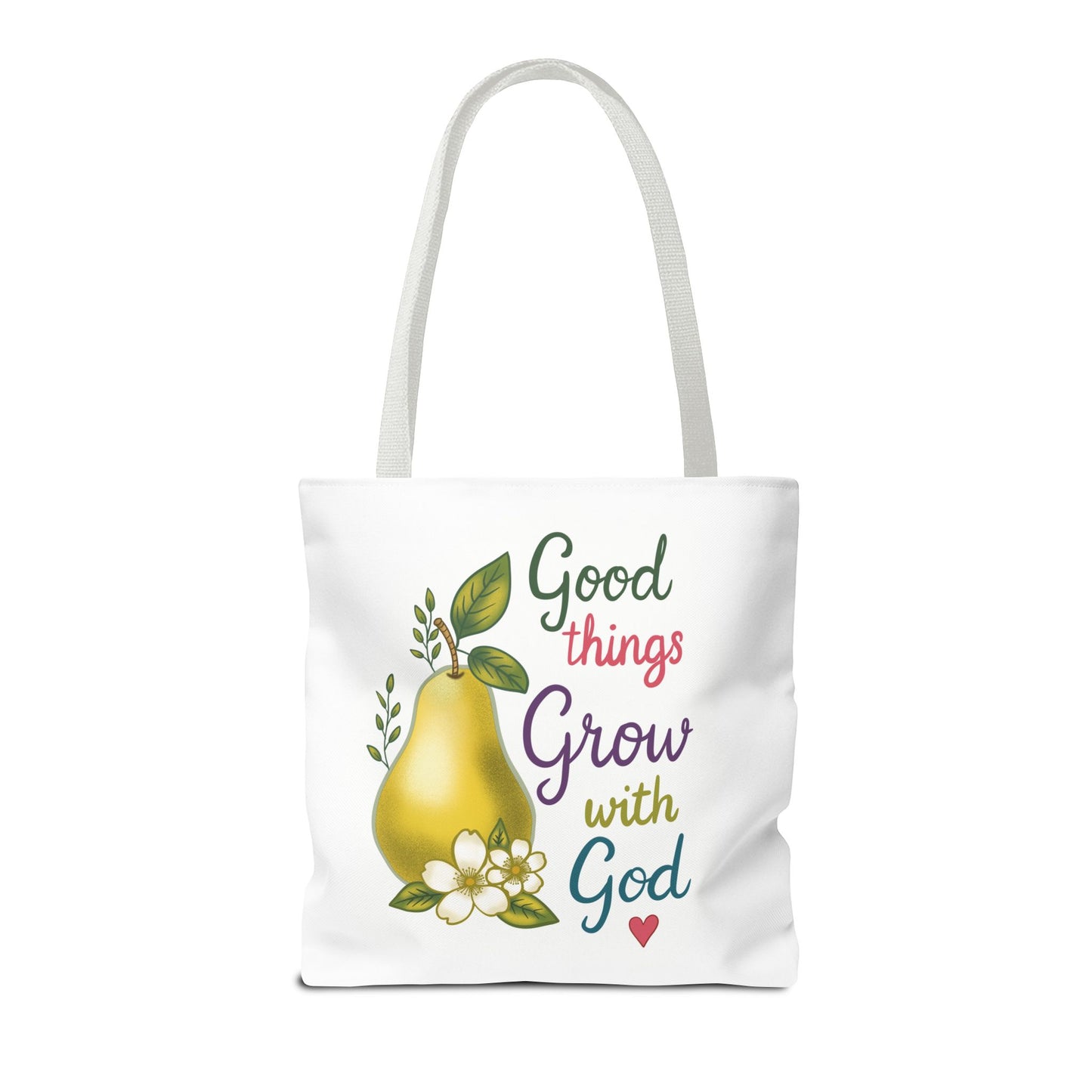 Faithful Harvest Tote — "Good Things Grow with God" Inspirational Grocery Bag