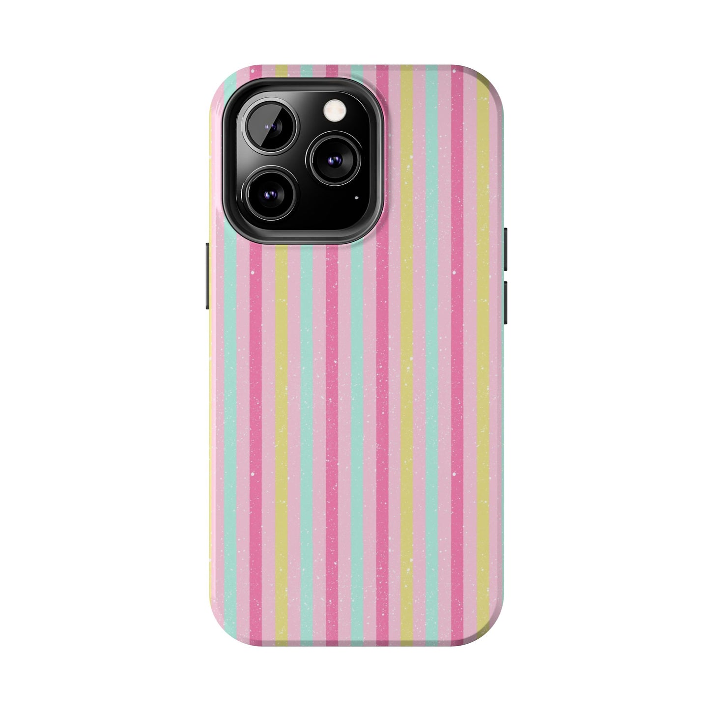 Pastel Christmas Stripes on Pink Tough Phone Cases