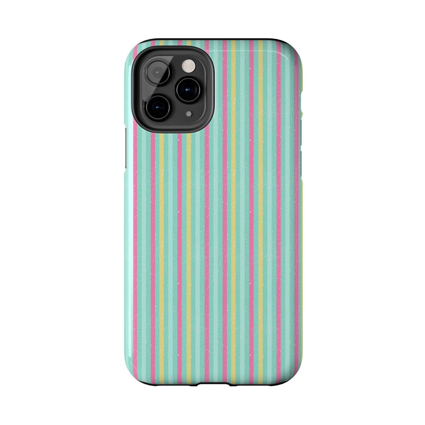 Pastel Christmas Stripes on Turquoise Tough Phone Cases