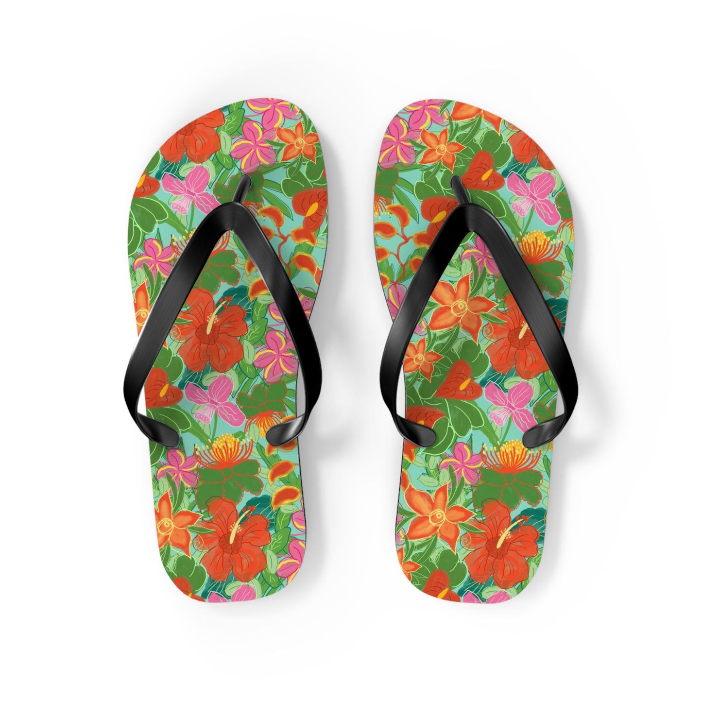 Tropical Flowers Flip Flops