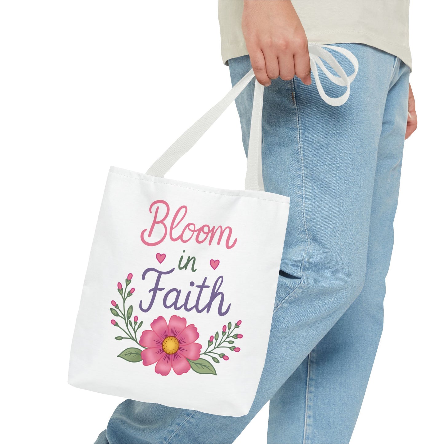 Bloom in Faith Floral Tote Bag — Inspirational Scripture Gift