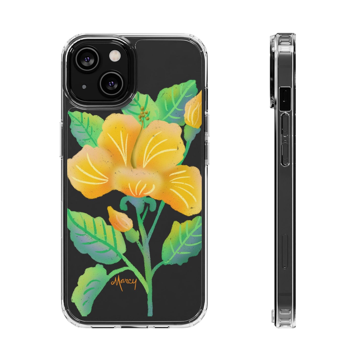 Yellow Hibiscus Blossom Clear Cases