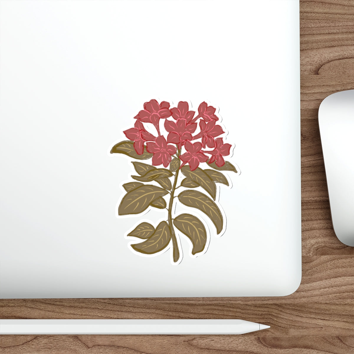 Red Rhododendron Die Cut Sticker