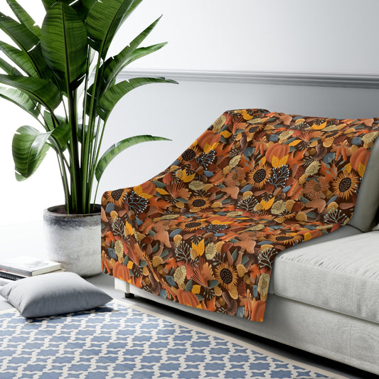 Autumnal Woodlands Sherpa Fleece Blanket