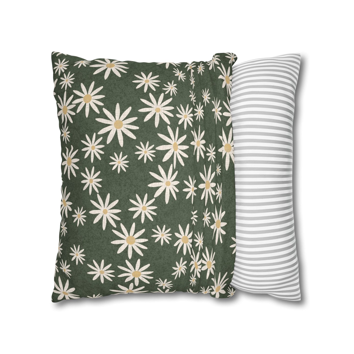 Chickweed on Sage Green Spun Polyester Square Pillowcase