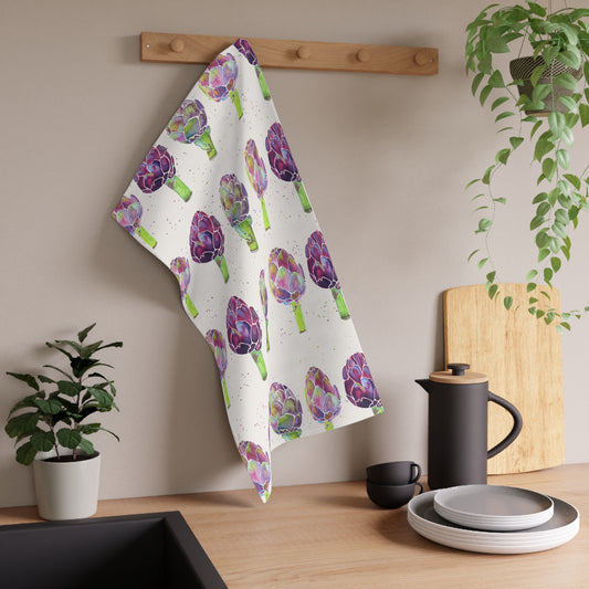 Watercolor Artichoke Stripes Kitchen Towel