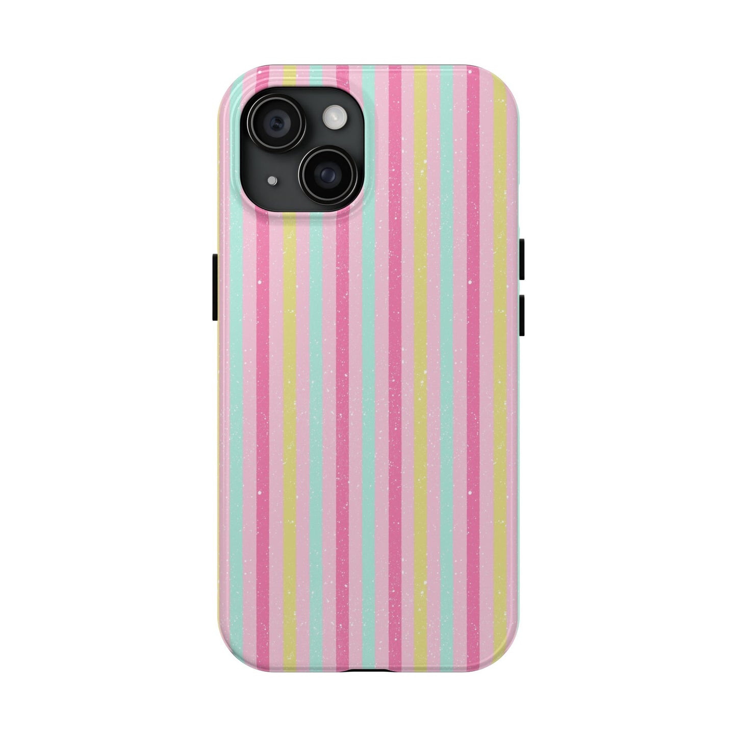 Pastel Christmas Stripes on Pink Tough Phone Cases