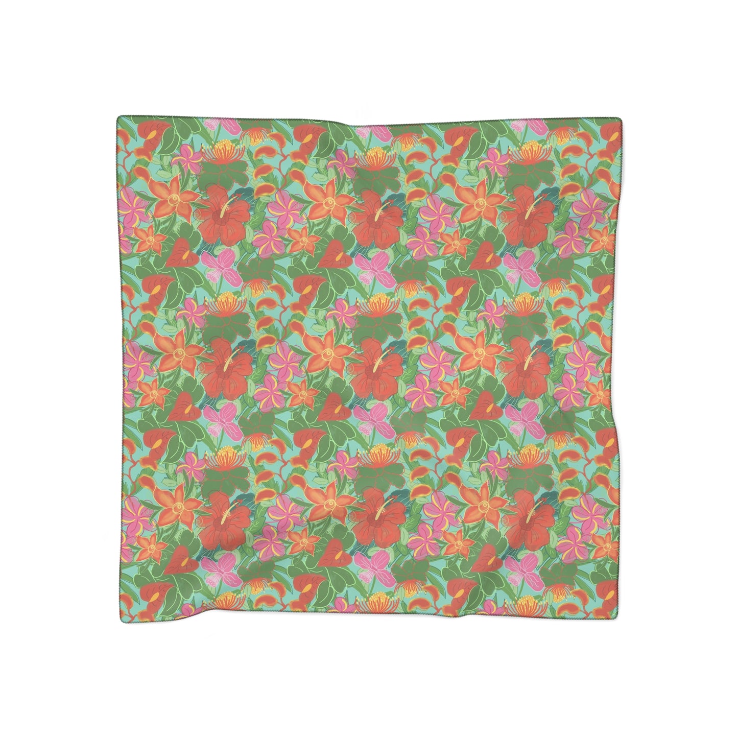 Tropical Flowers Square Poly Scarf