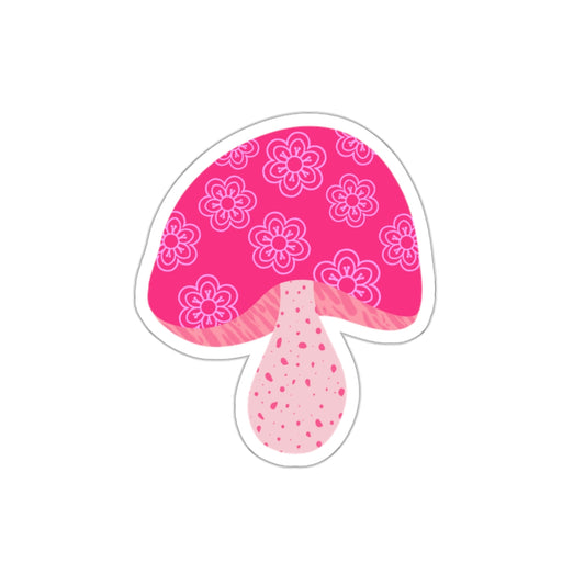 70s Groove Pink Flower Mushroom Die Cut Sticker