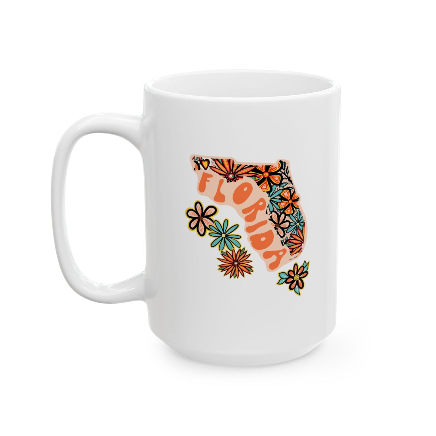 Retro 70s Flowers Florida Ceramic Mug 11 oz and 15 oz