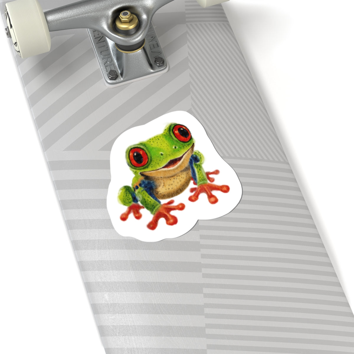 Red-Eyed Baby Frog Kiss-Cut Sticker — Watercolor Nursery Decal for Laptops, Planners & Baby Shower Favors