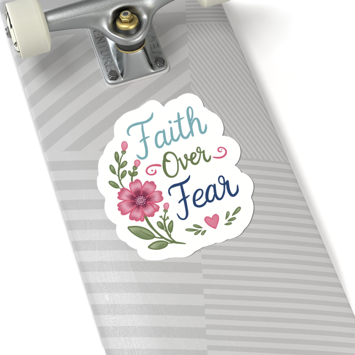 Faith Over Fear Floral Sticker — Inspirational Kiss-Cut Decal for Laptops, Water Bottles & Journals