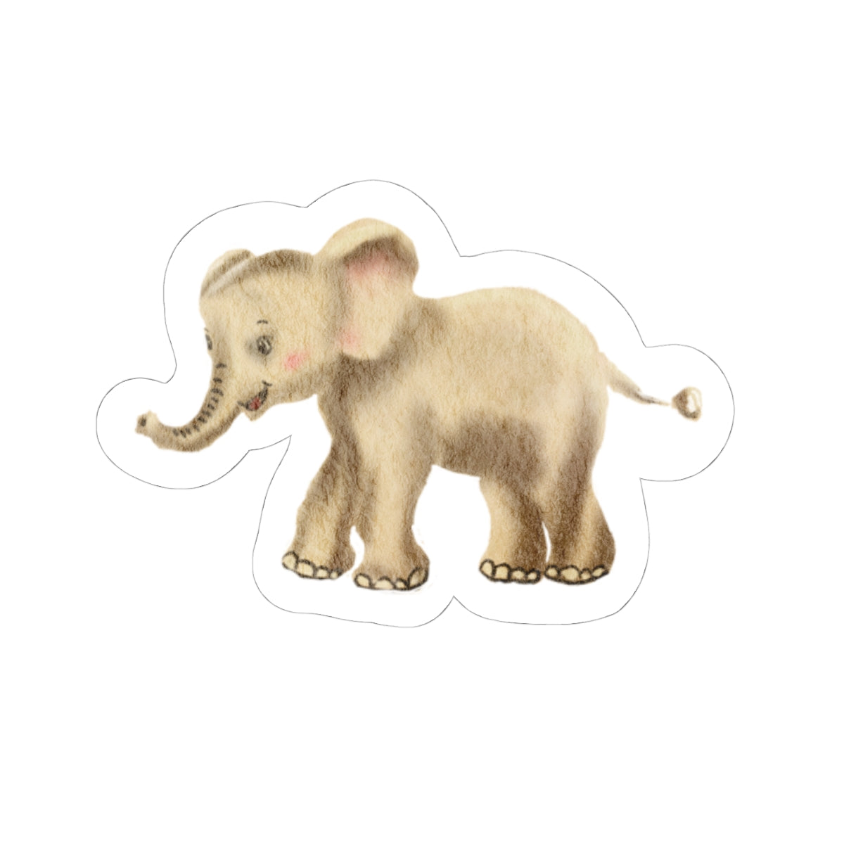 Cute Baby Elephant Kiss-Cut Sticker — Watercolor Nursery Decal for Laptops, Planners & Baby Shower Favors