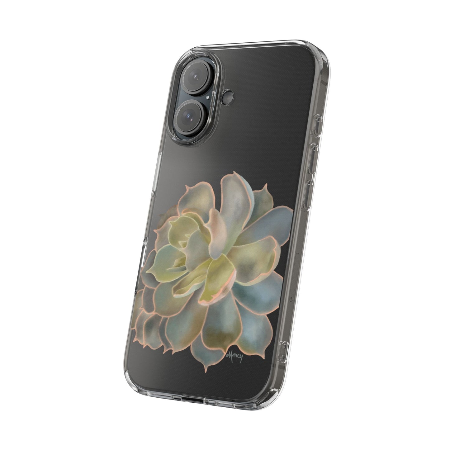 Gray and Green Succulent Clear Cases