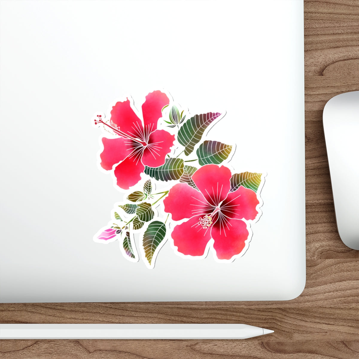 Red Hibiscus Die-Cut Stickers