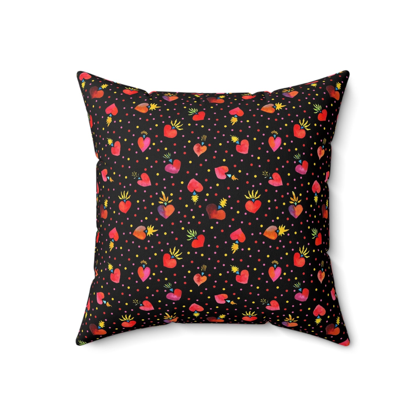 Frida Flaming Hearts Spun Polyester Square Pillow