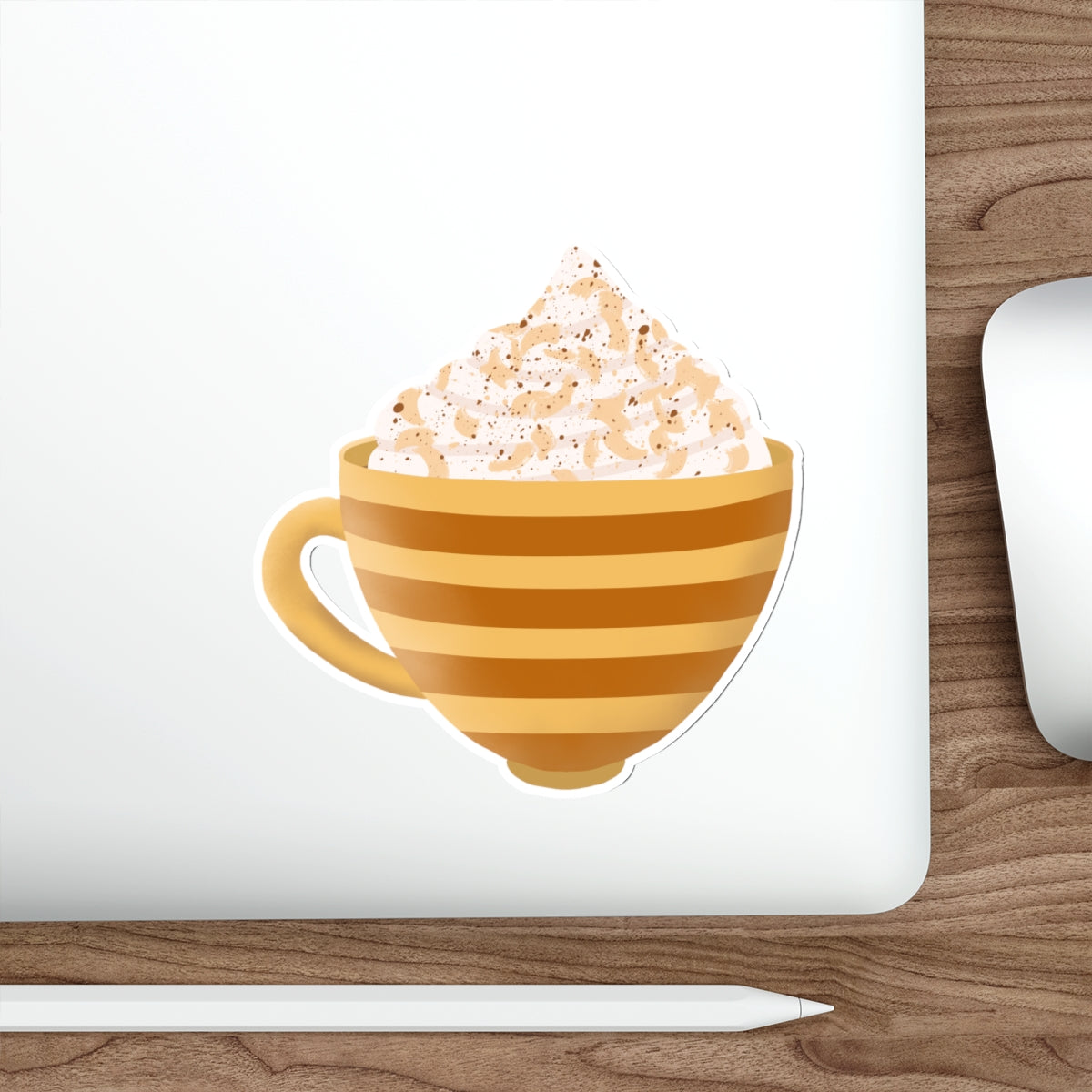 Cinnamon Vanilla Hot Chocolate Striped Cozy Mug Die Cut Sticker