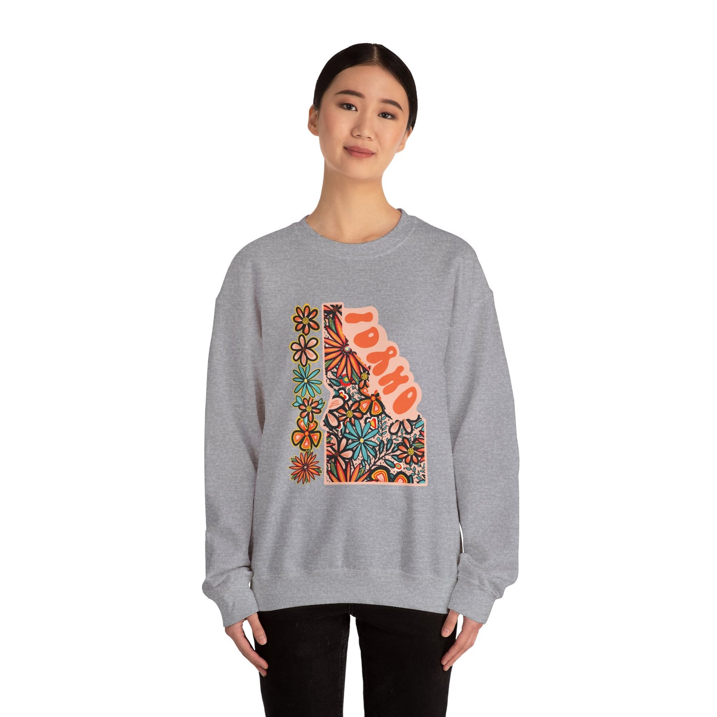 Retro 70s Idaho State Design — Heavy Blend™ Crewneck Sweatshirt