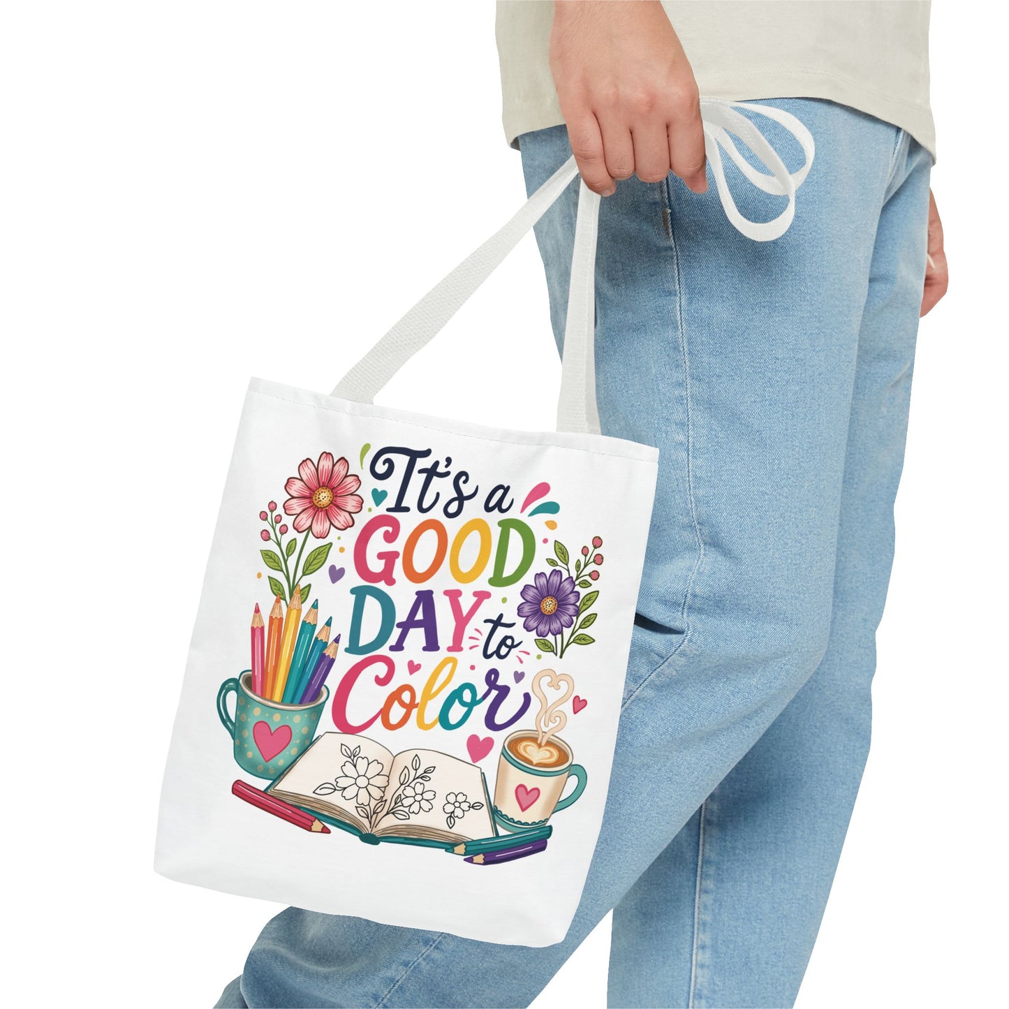 It's a Good Day to Color Tote Bag – Colorful Art Journal Carryall for Artists & Kids