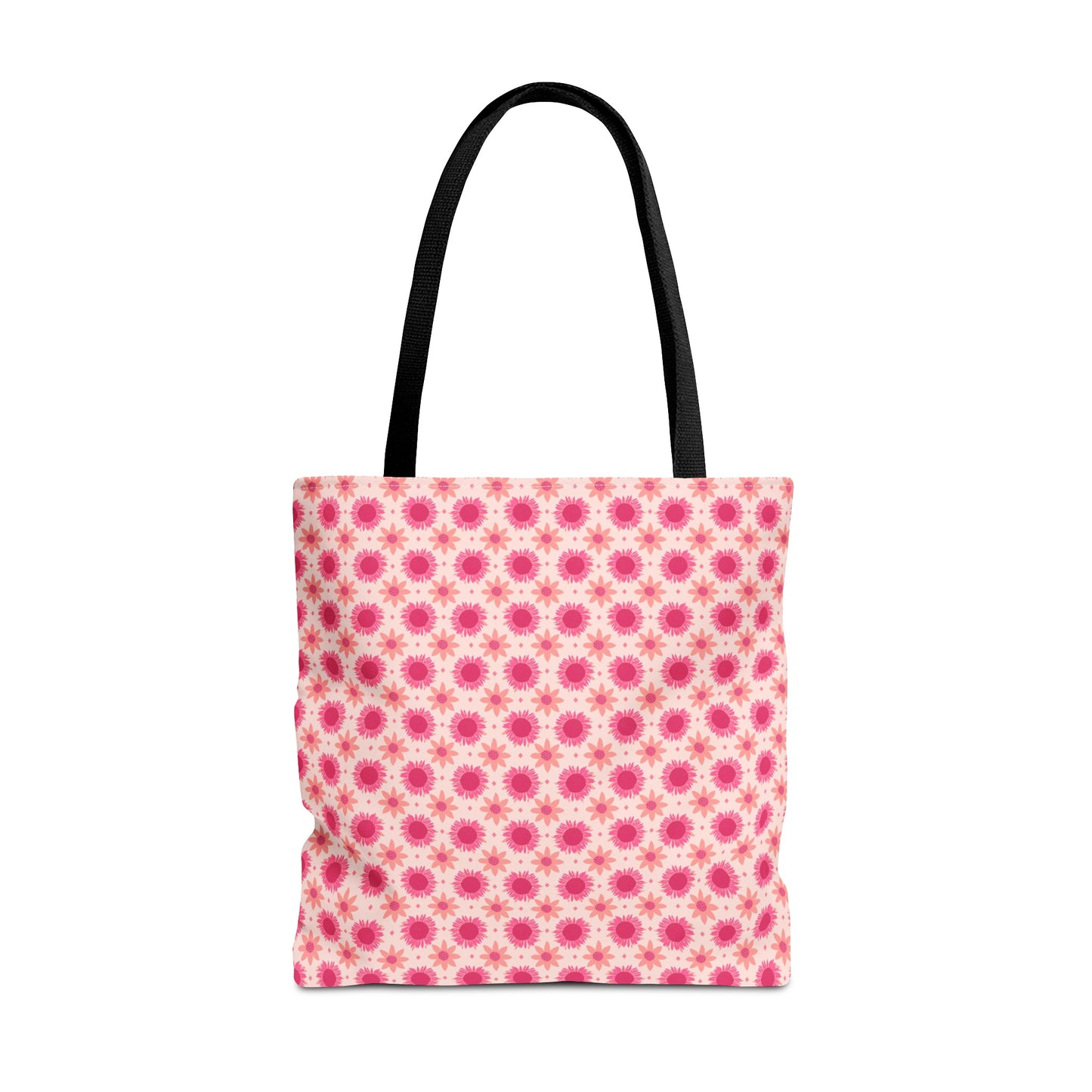 Pink Sunflowers on Pink Background Tote Bag