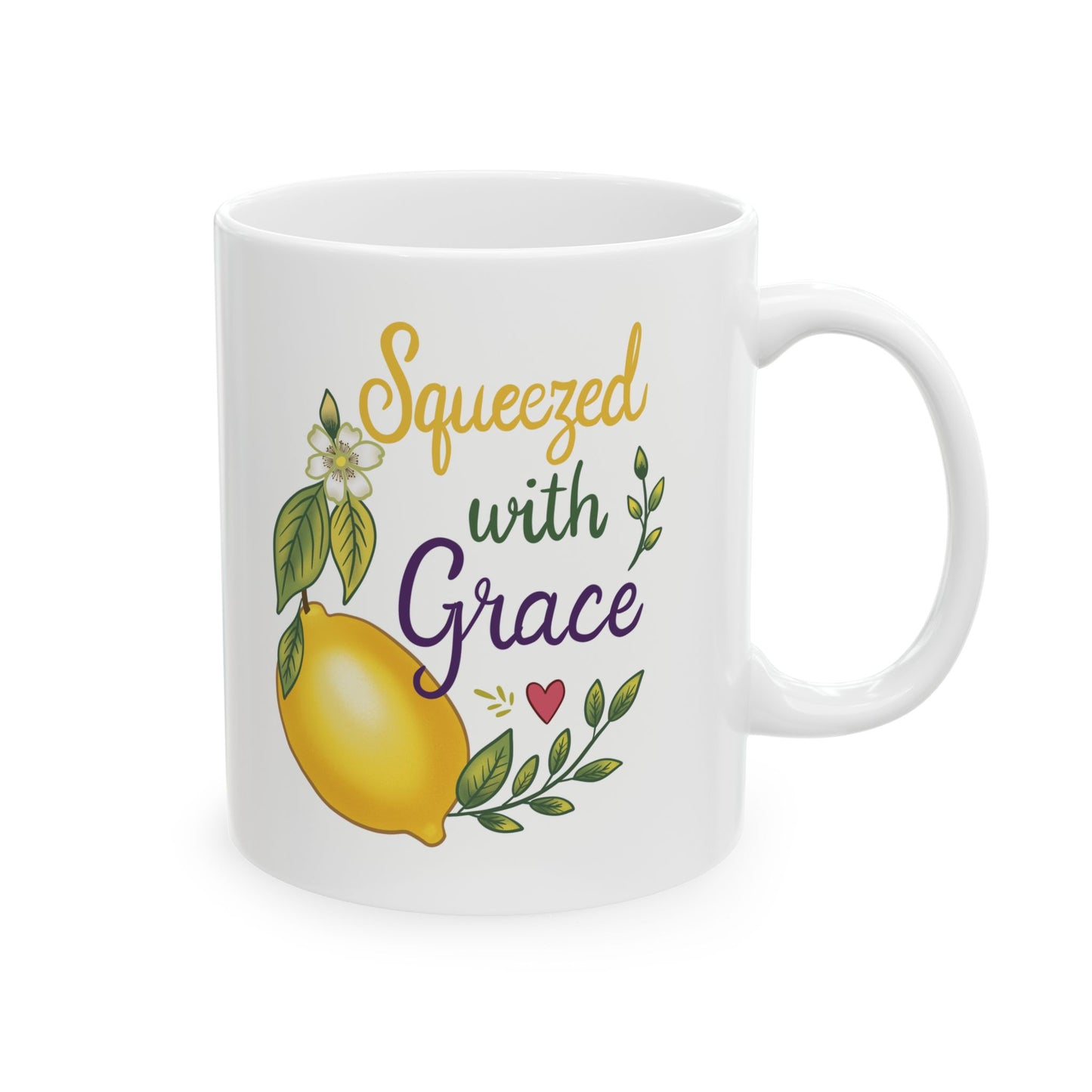 Squeezed With Grace Ceramic Mug — Botanical Coffee Tea Cup (11oz & 15oz)