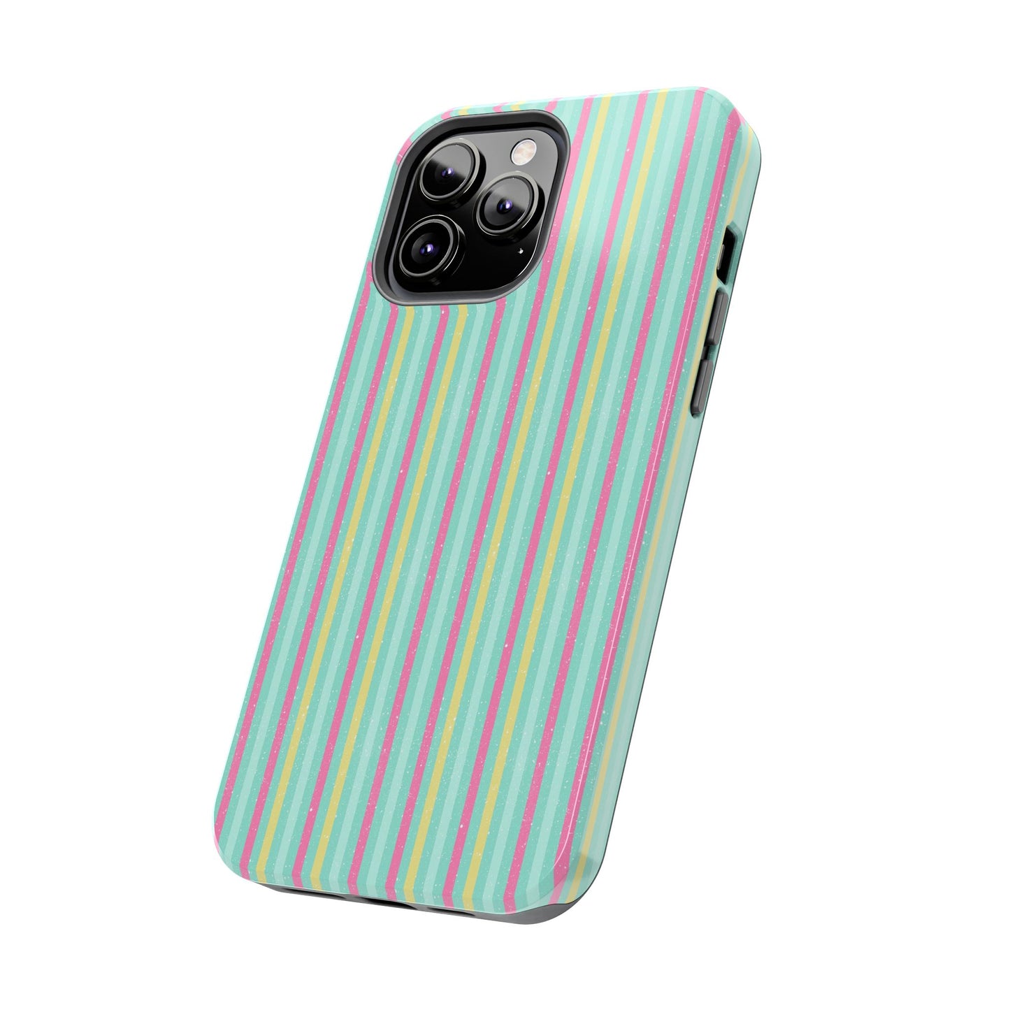 Pastel Christmas Stripes on Turquoise Tough Phone Cases