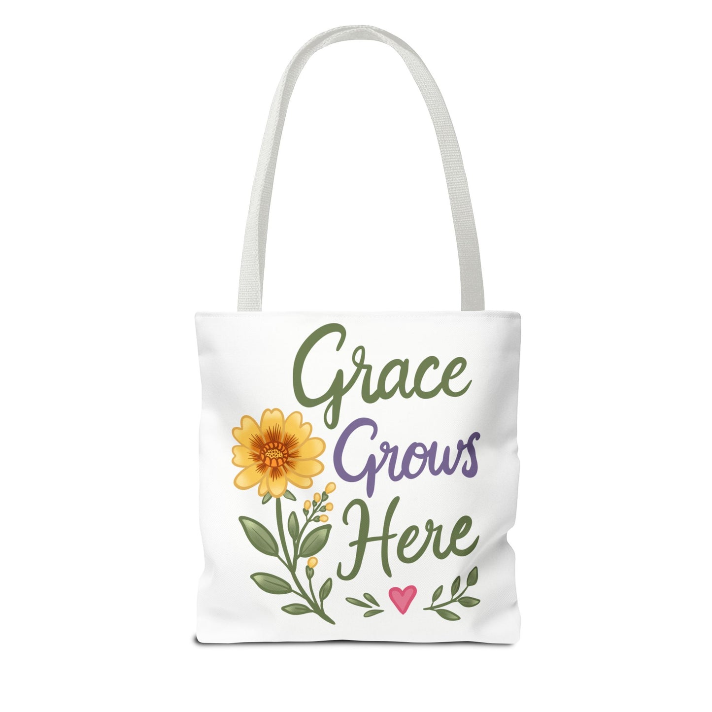 Grace Grows Here Tote - Floral Inspirational Canvas Bag