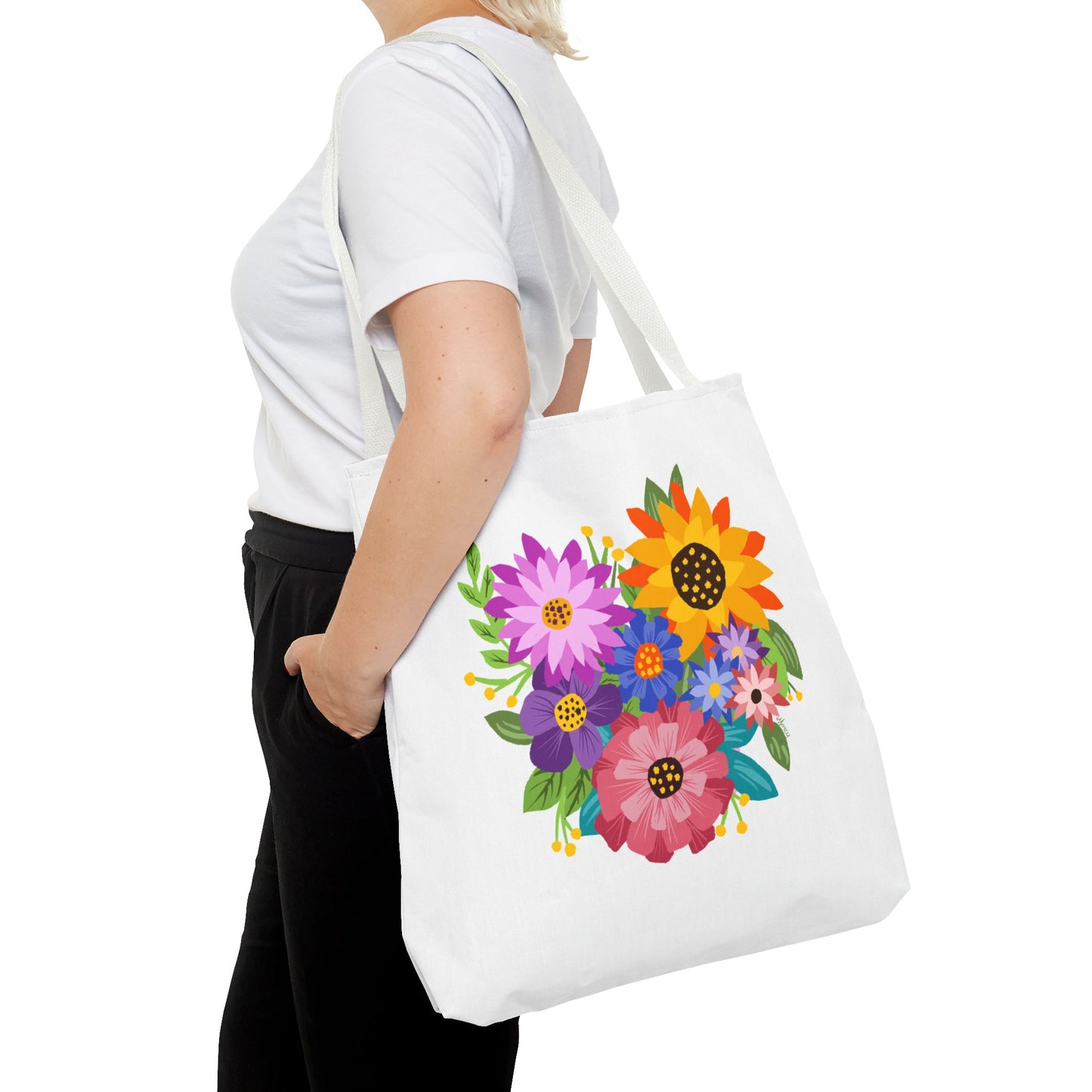 Heart-Shaped Flower Bouquet Tote Bag