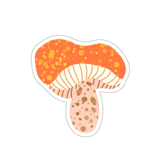 70s Groove Orange and Tan Spotted Mushroom Die Cut Sticker