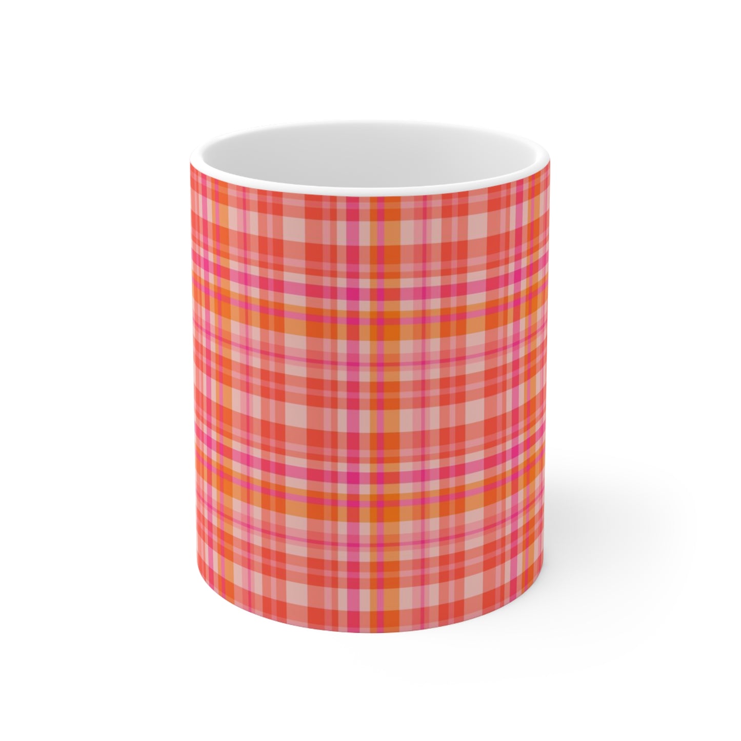 Pink Sunset Plaid Ceramic Mug 11oz