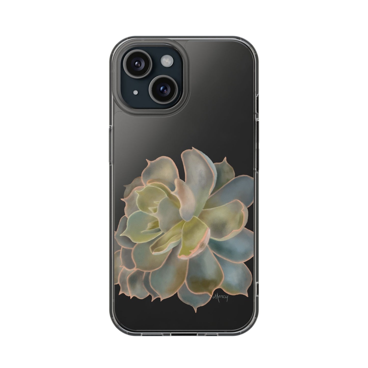 Gray and Green Succulent Clear Cases