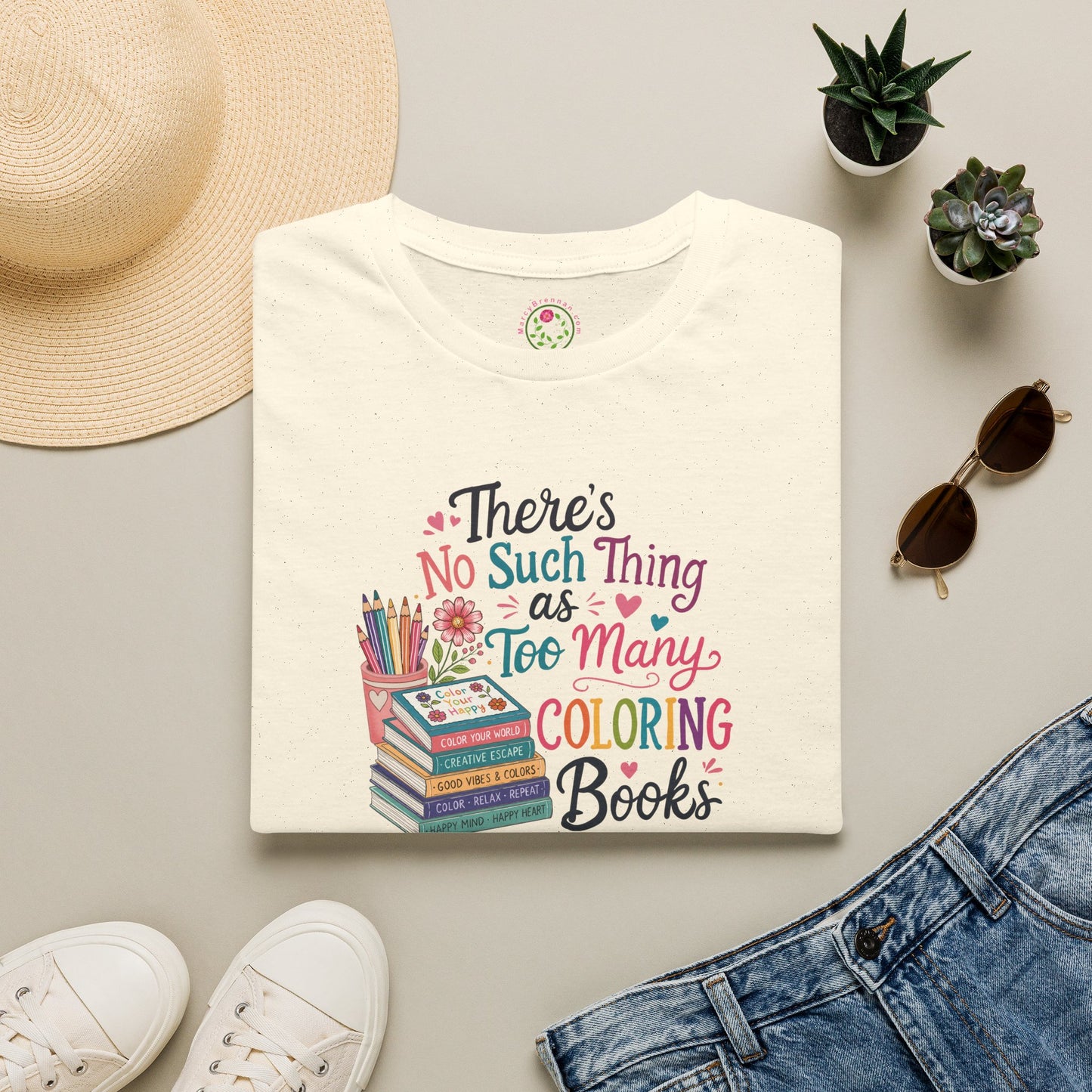 Coloring Lover T-Shirt — "There's No Such Thing as Too Many Coloring Books" Colorful Tee