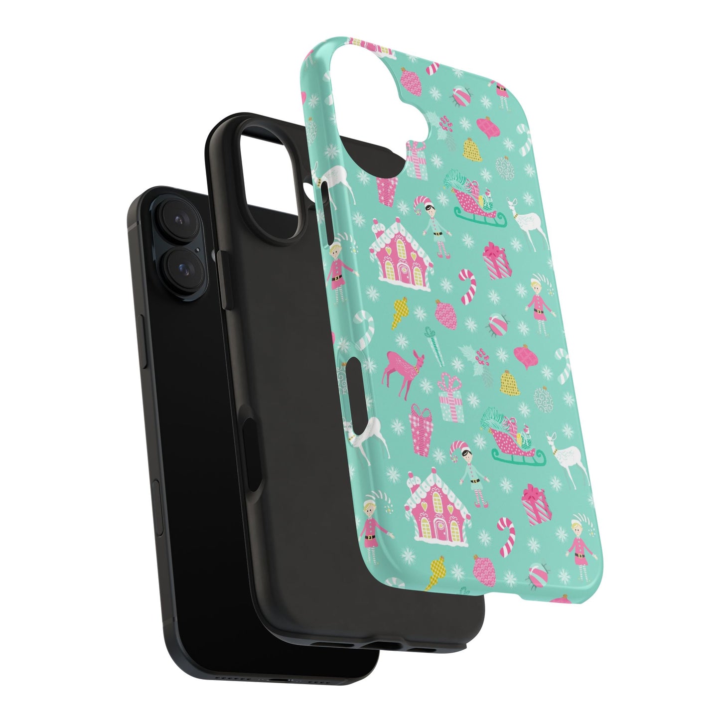 Pastel Christmas on Turquoise Tough Phone Cases